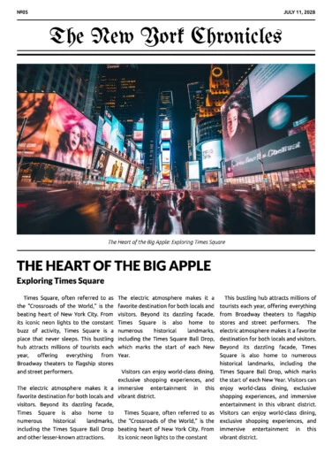 New York Times Newspaper Free Google Docs Template