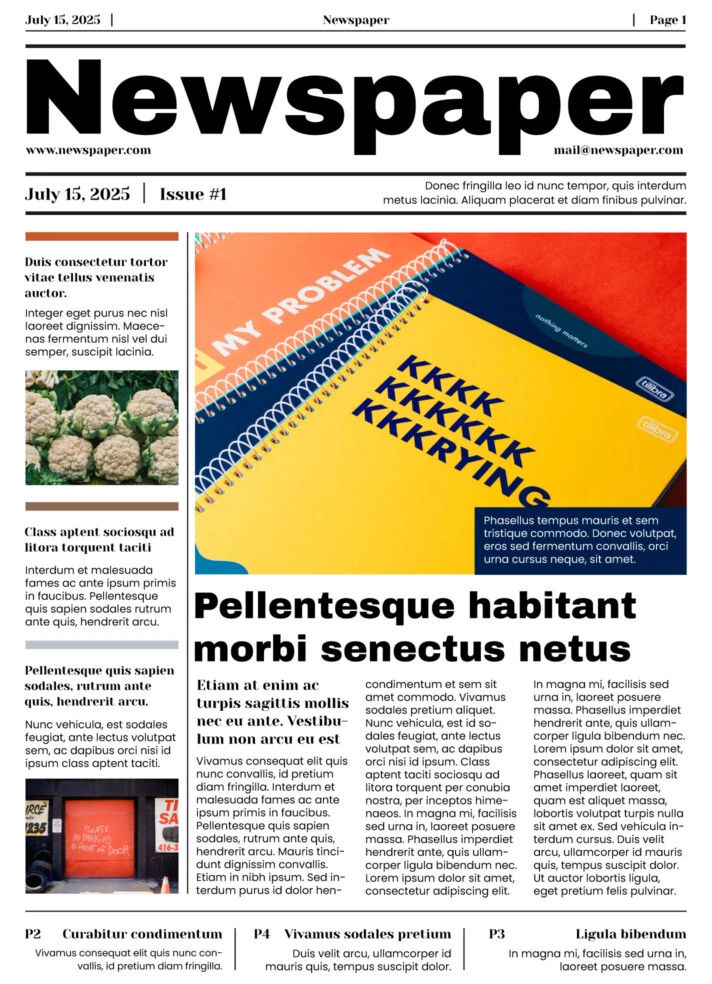 Newspaper Layout Free Google Docs Template