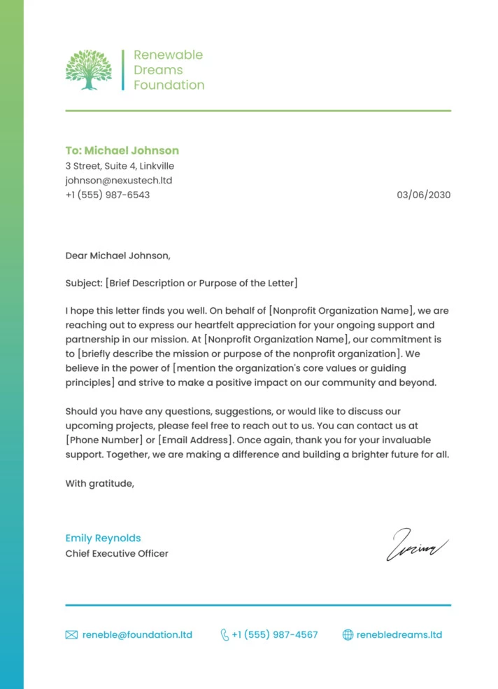 Nonprofit Letterhead Free Google Docs Template