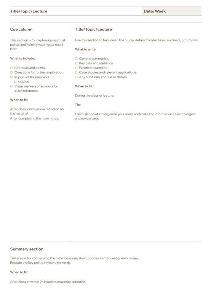 Note-Taking Paper Free Google Docs Template