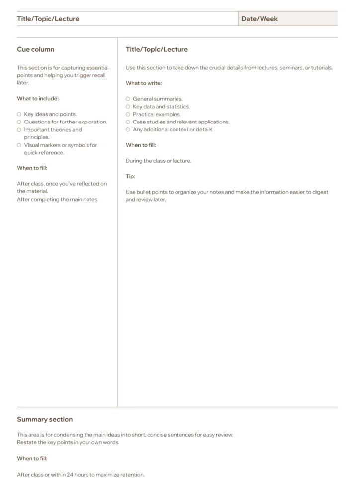 Note-Taking Paper Free Google Docs Template
