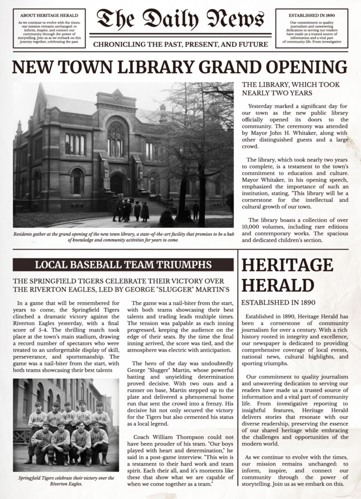 Old Black and White Newspaper Free Google Docs Template