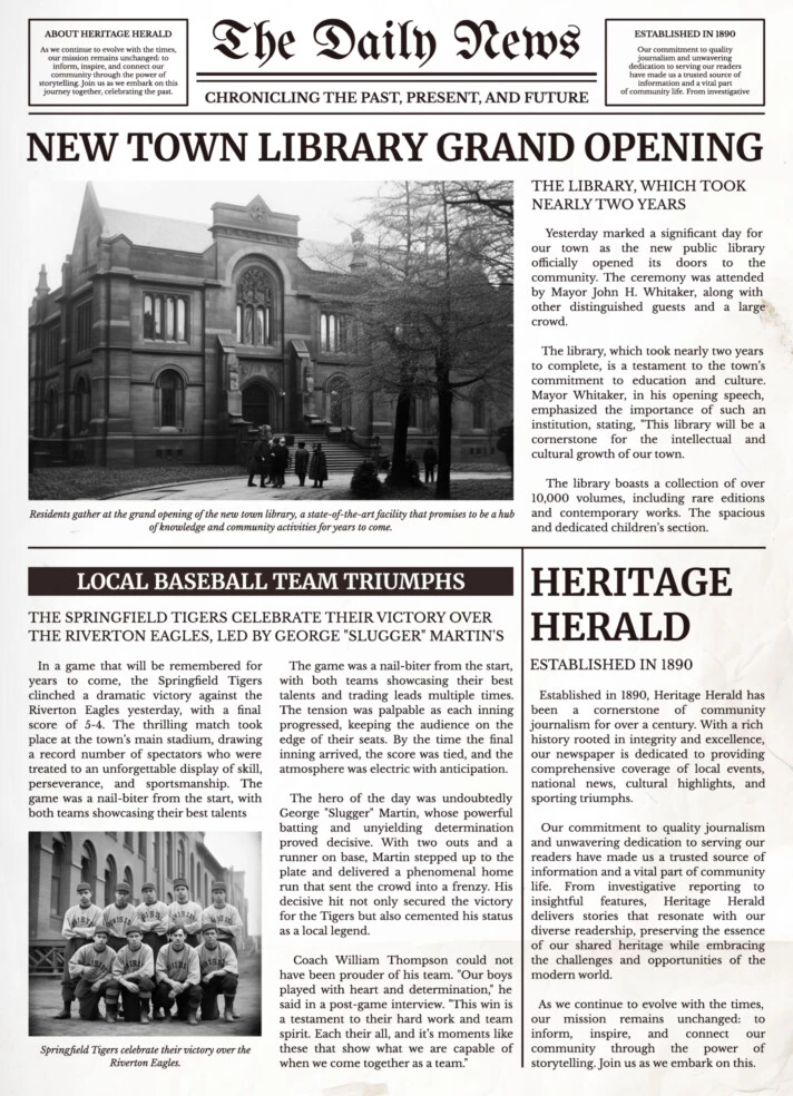 Old Black and White Newspaper Free Google Docs Template