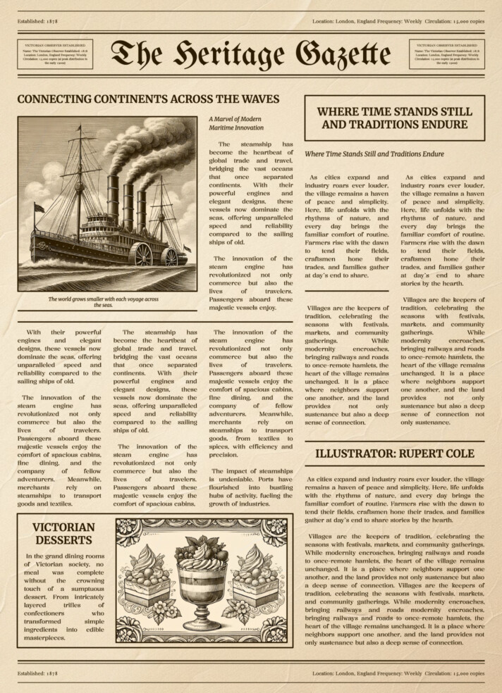 Old Timey Newspaper Free Google Docs Template