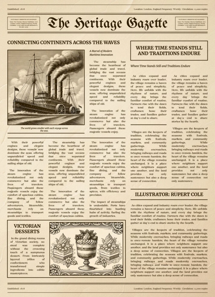 Old Timey Newspaper Free Google Docs Template