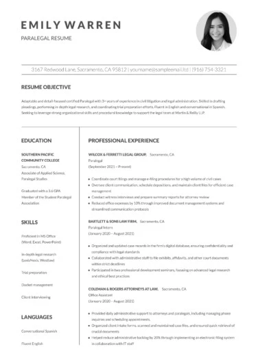 Paralegal Resume Free Google Docs Template