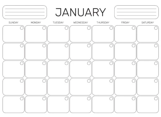 Printable Blank Calendar Free Google Docs Template