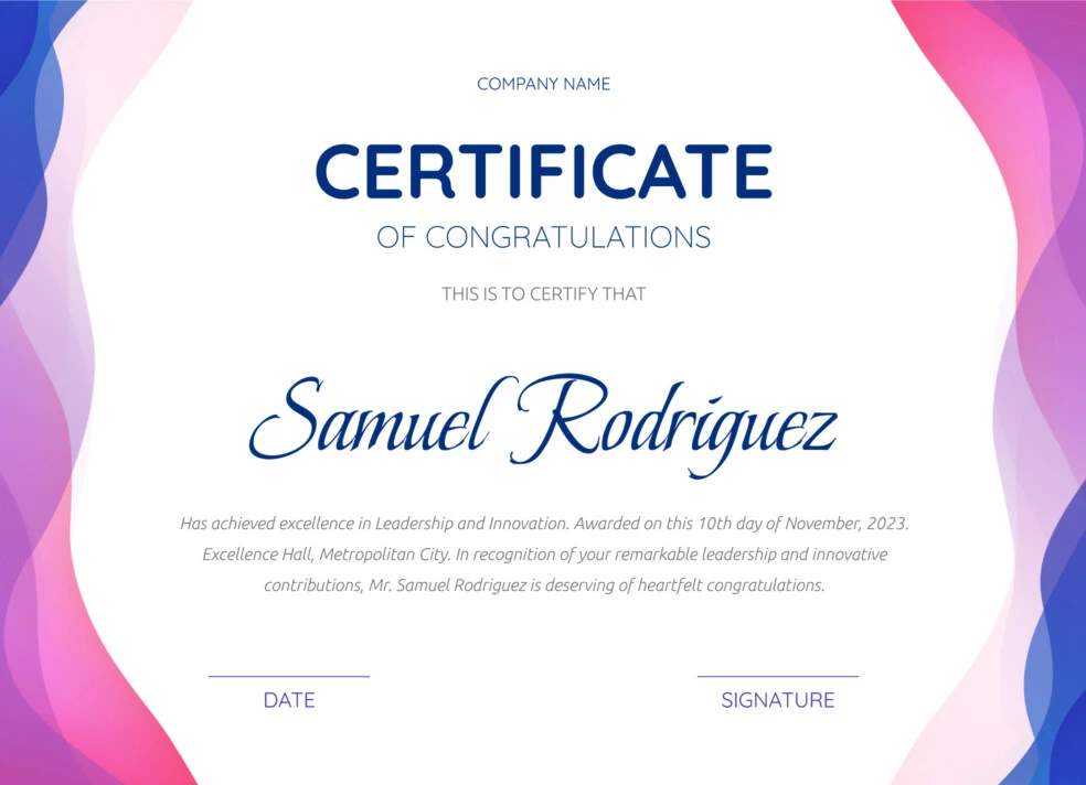 Printable Congratulations Certificate Free Google Docs Template