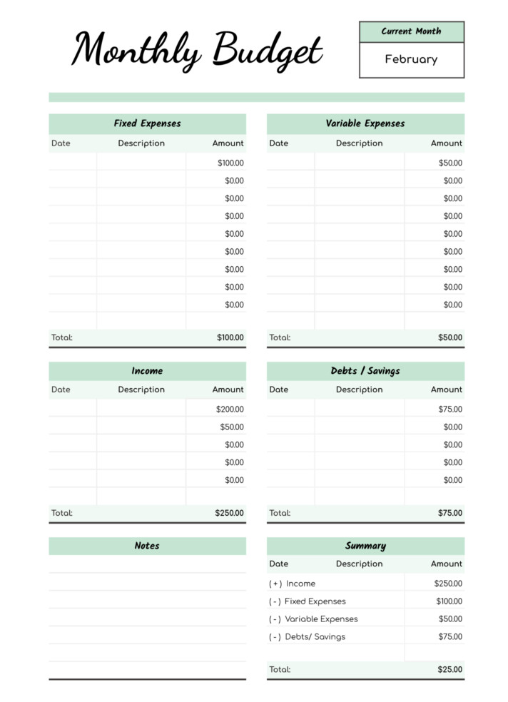 Printable Monthly Budget Free Google Sheets & Excel Template