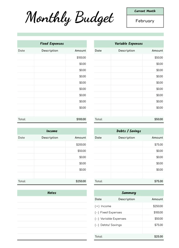 Printable Monthly Budget Free Google Sheets & Excel Template