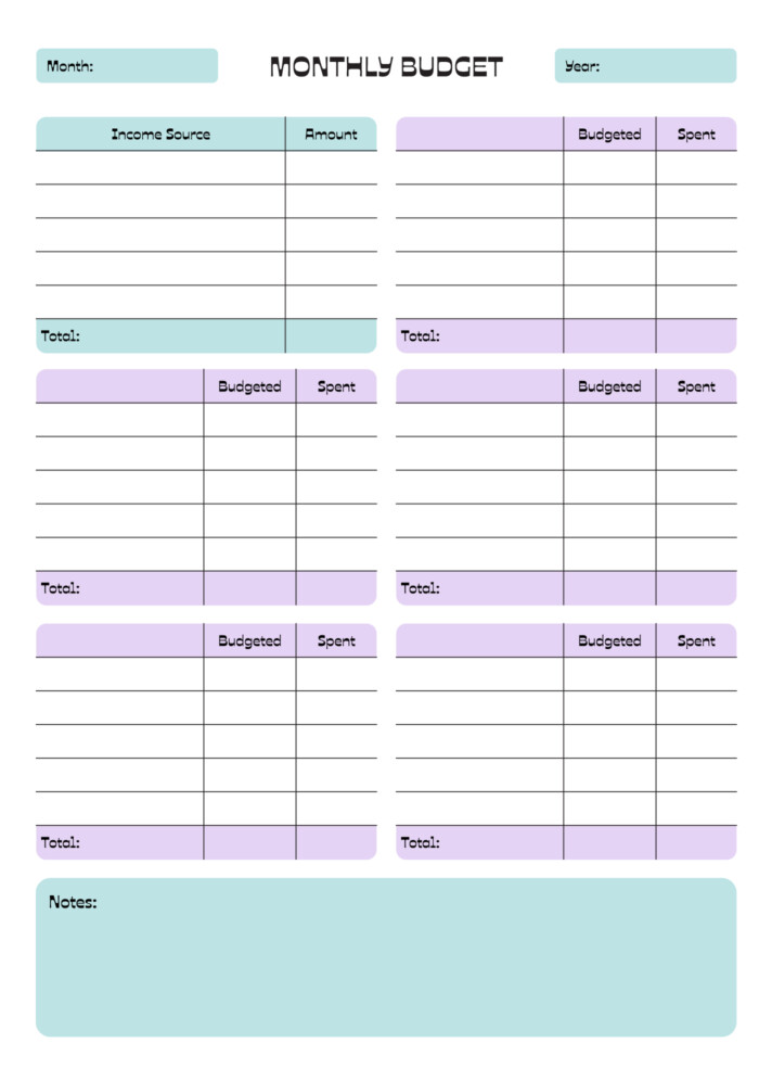 Printable Simple Monthly Budget Free Google Docs Template