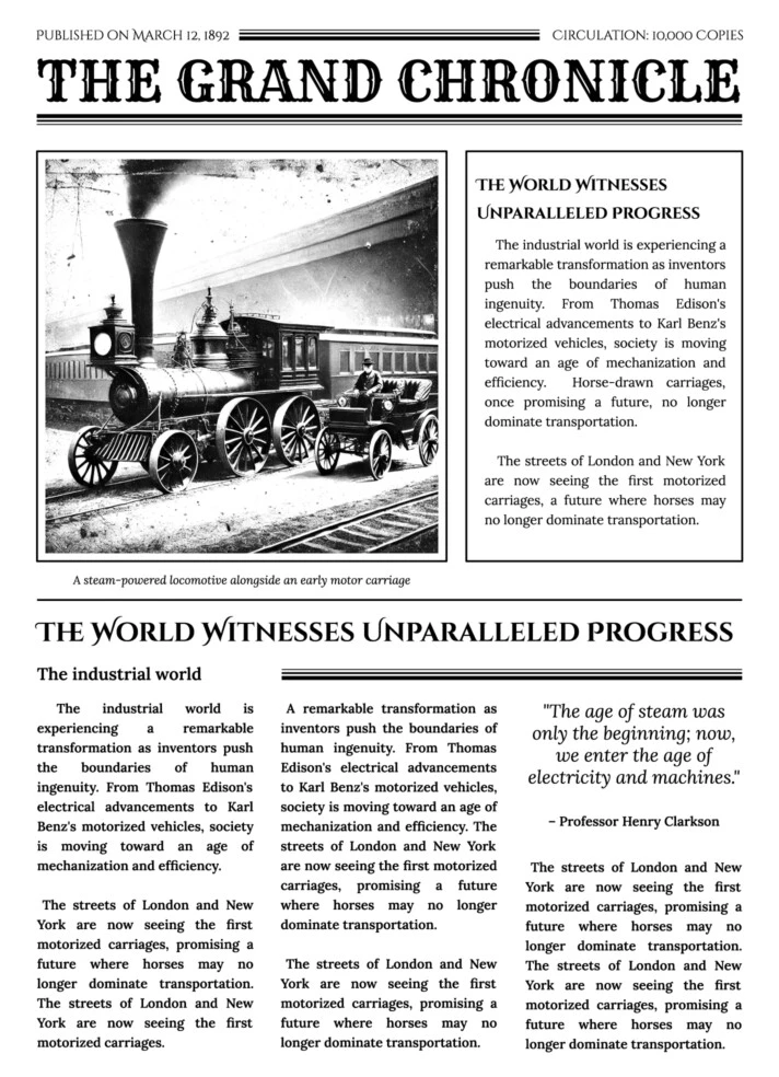 Professional Monochrome Newspaper Free Google Docs Template