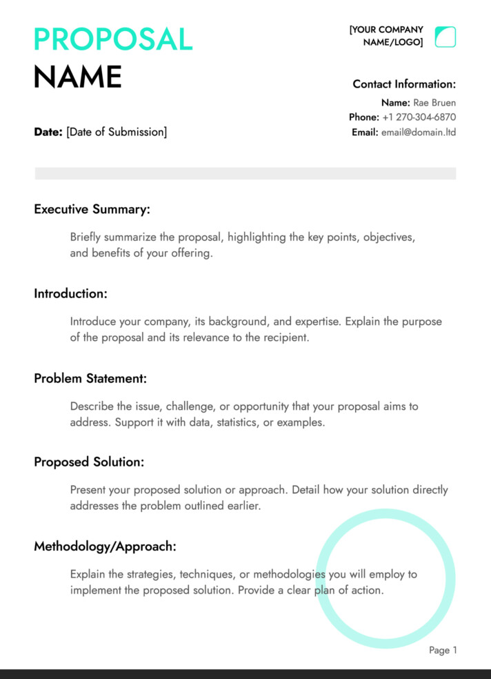 Proposal Free Google Docs Template