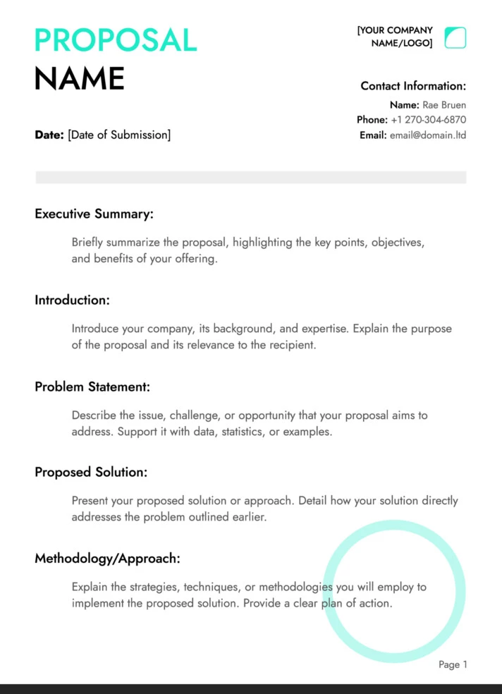 Proposal Free Google Docs Template