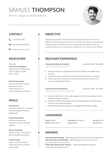 Recent College Graduate Resume Free Google Docs Template