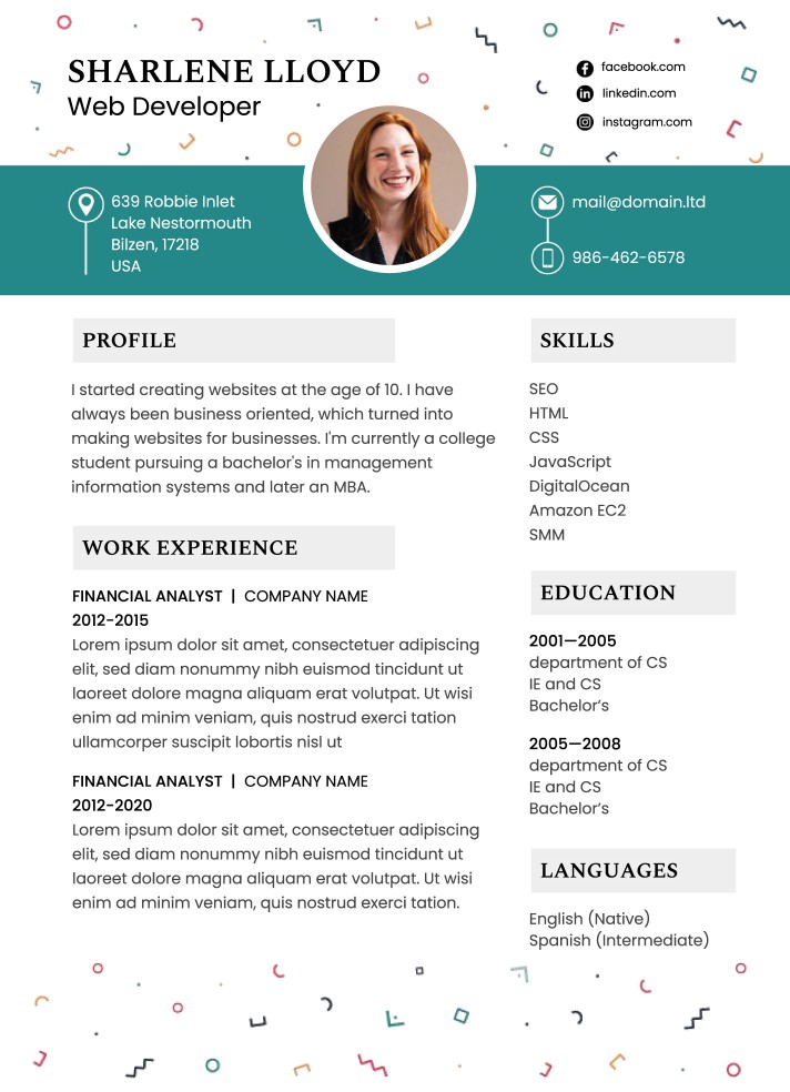 Creative Resume Free Google Docs Template