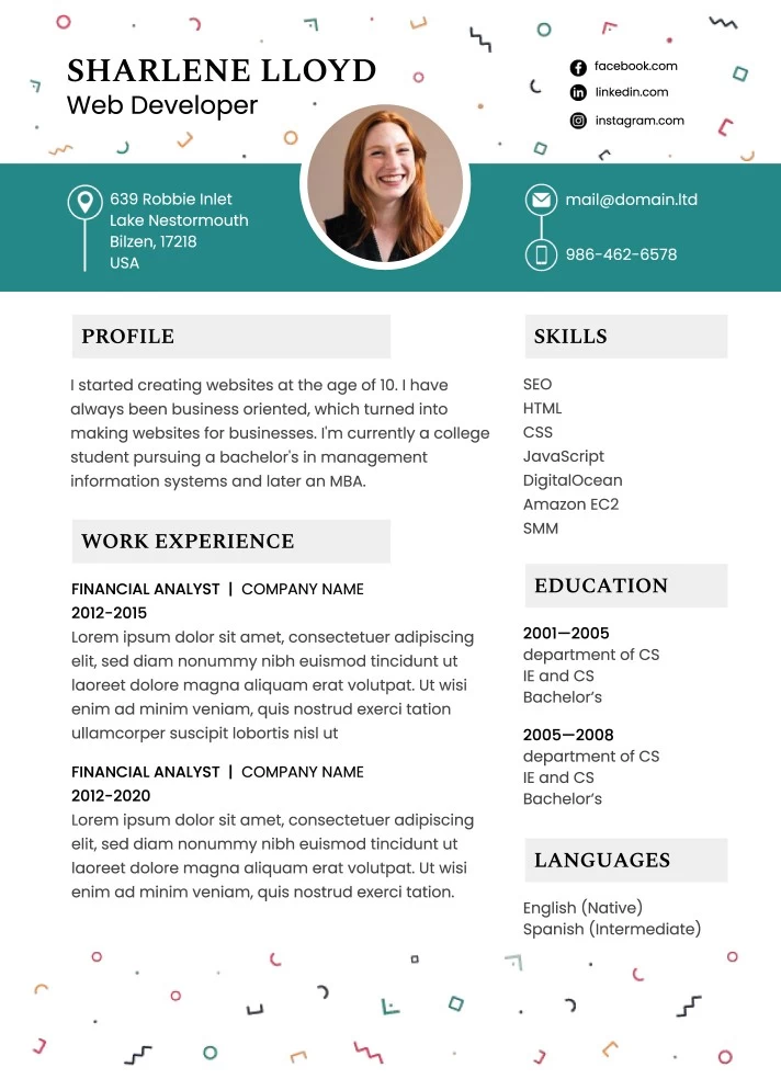 Creative Resume Free Google Docs Template