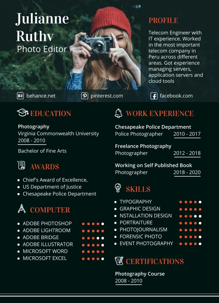 Photography Resume Free Google Docs Template