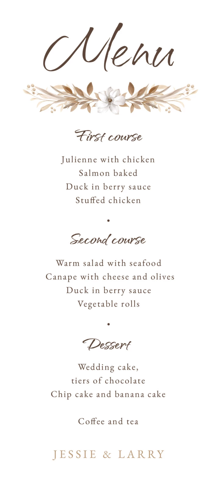 Rustic Wedding Menu Free Google Docs Template