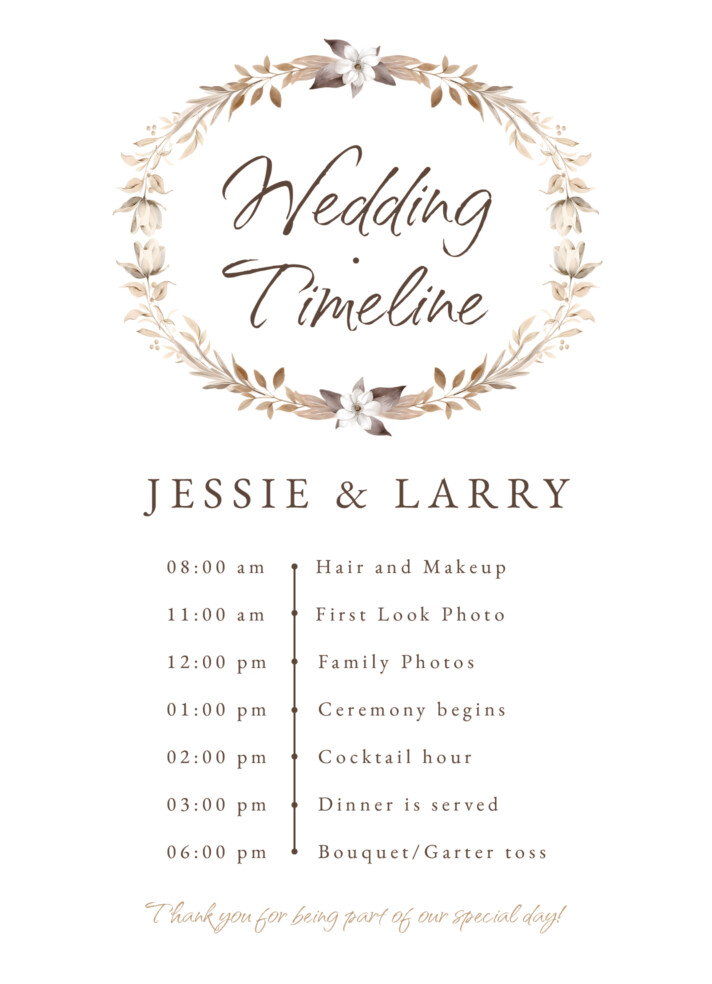 Rustic Wedding Timeline Free Google Docs Template