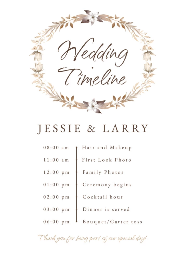 Rustic Wedding Timeline Free Google Docs Template
