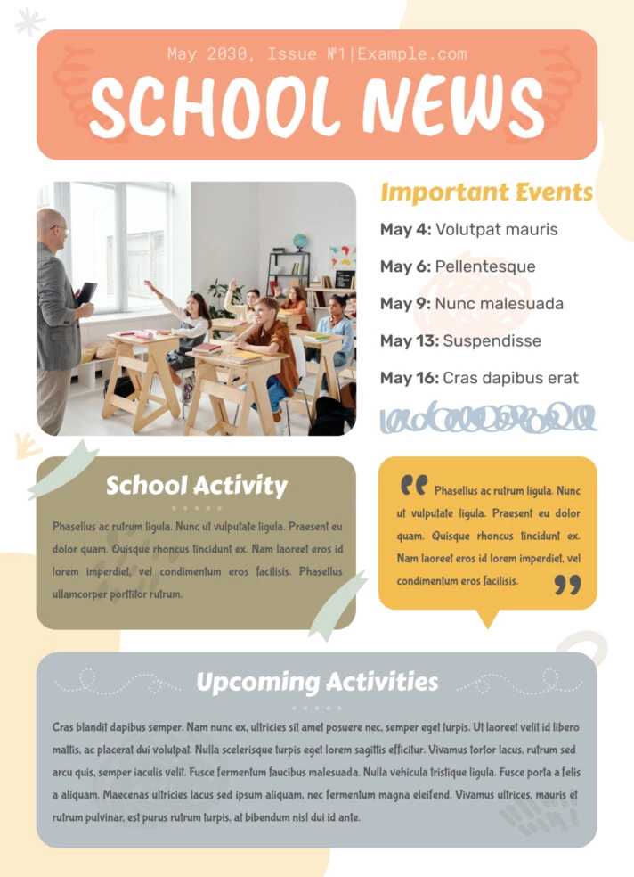 School Newsletter Free Google Docs Template