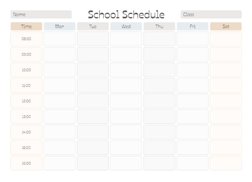 School Schedule Free Google Docs Template