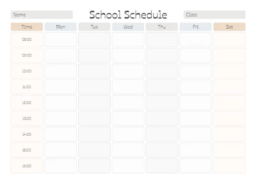 School Schedule Free Google Docs Template