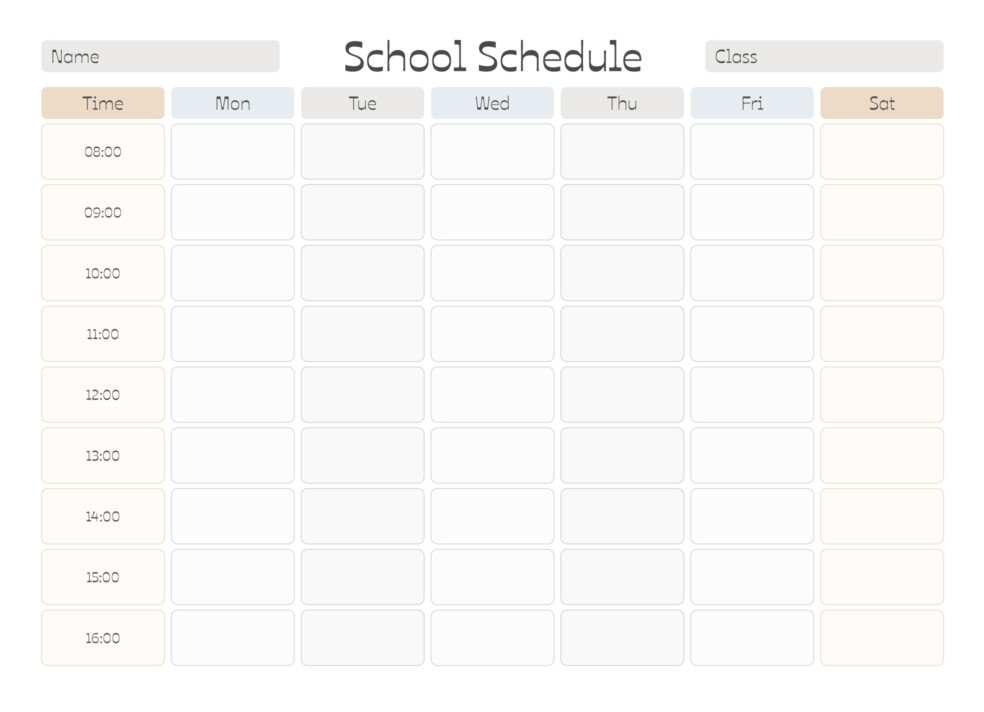 School Schedule Free Google Docs Template