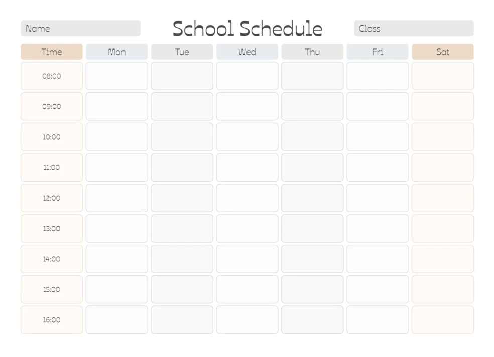 School Schedule Free Google Docs Template