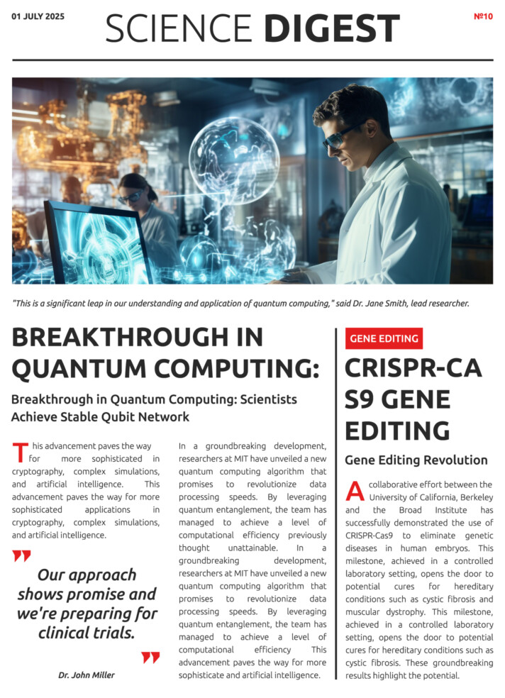Science Newspaper Free Google Docs Template