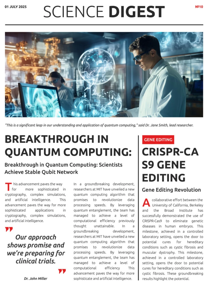 Science Newspaper Free Google Docs Template