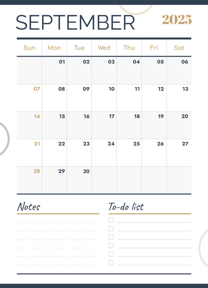 September 2025 Calendar Free Google Docs Template