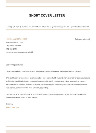 Short Cover Letter Free Google Docs Template