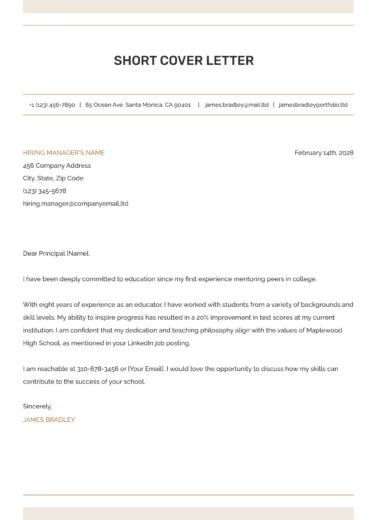 Short Cover Letter Free Google Docs Template