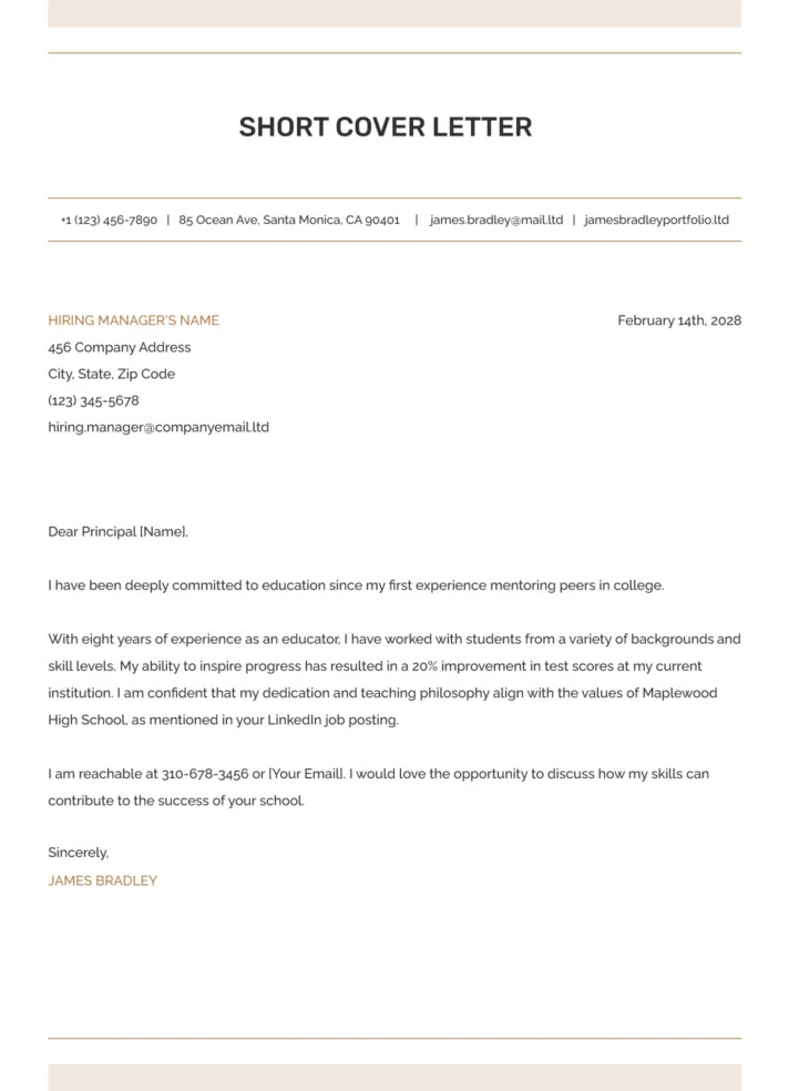 Short Cover Letter Free Google Docs Template