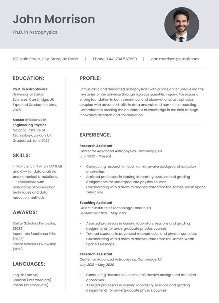 Simple Grey Resume Free Google Docs Template