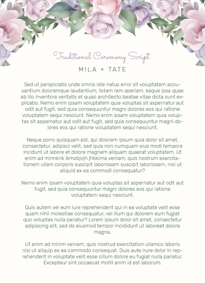 Summer Wedding Ceremony Script Free Google Docs Template
