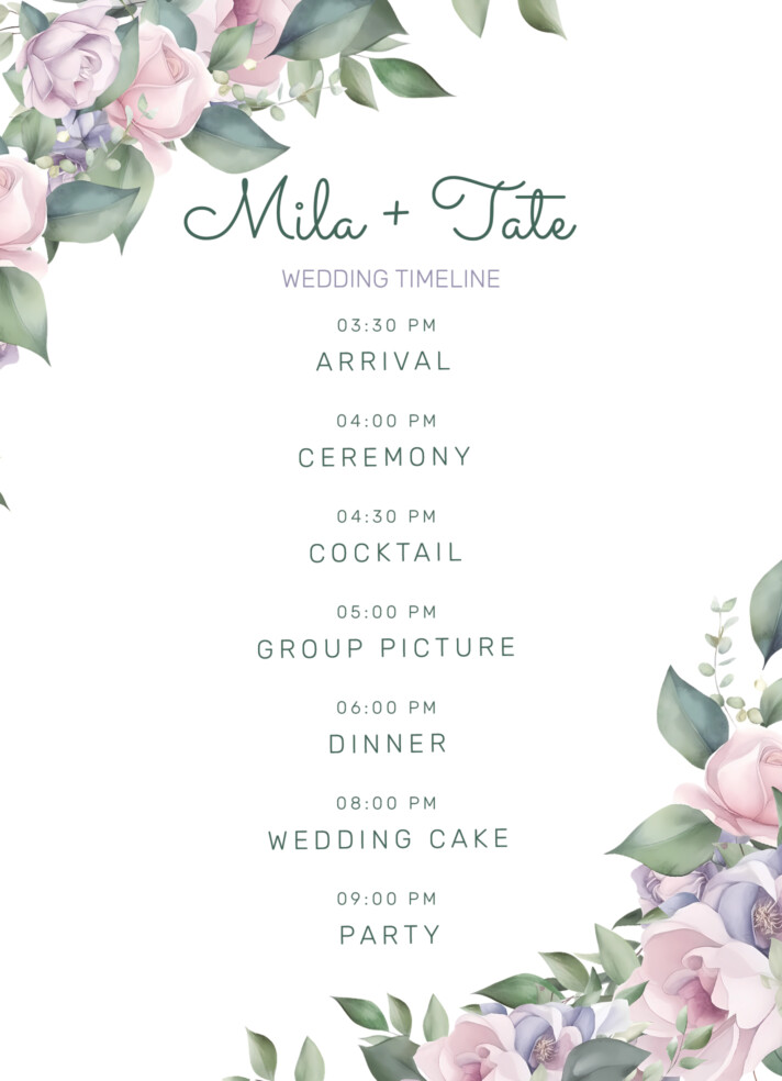 Summer Wedding Timeline Free Google Docs Template