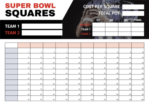 2021 Super Bowl Squares Sheet: Download & Print Your Copy for Chiefs vs.  Bucs