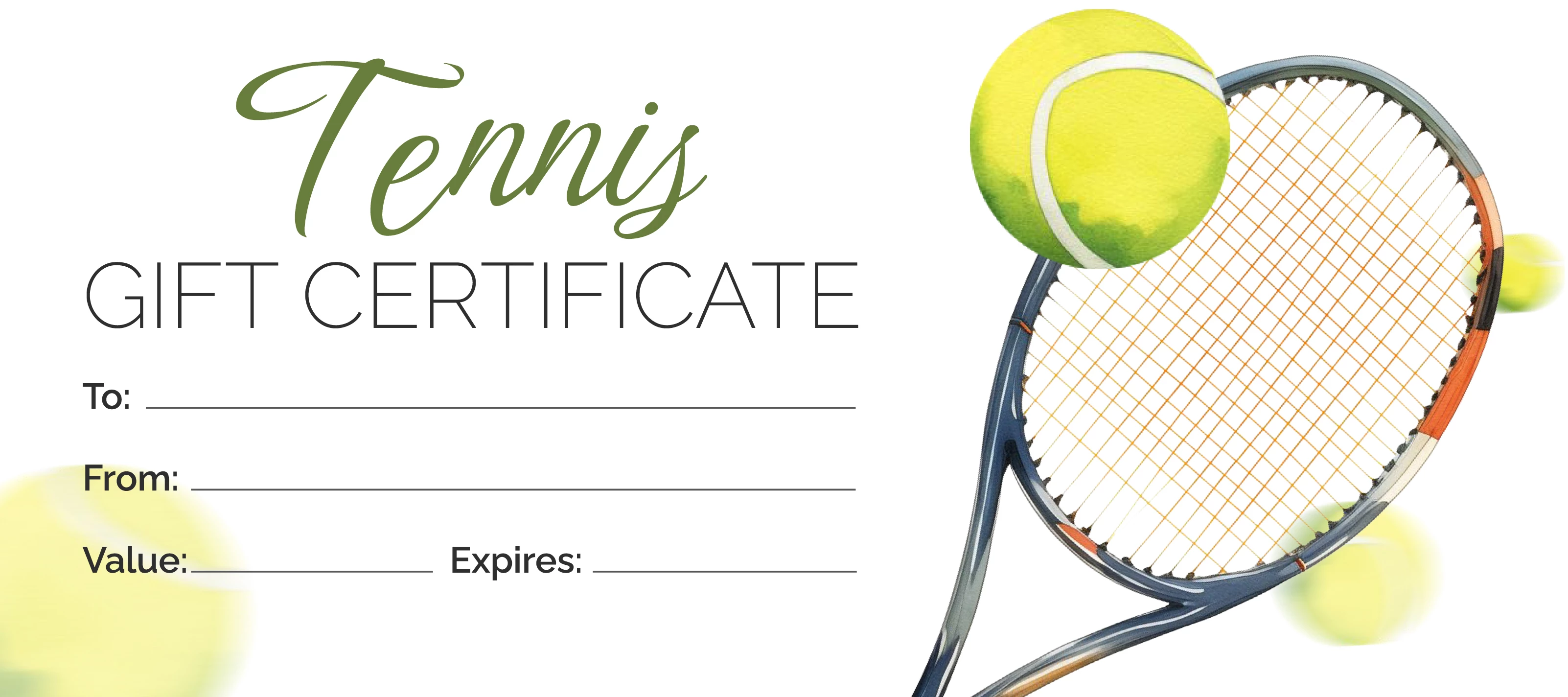 Tennis Gift Certificate Free Google Docs Template