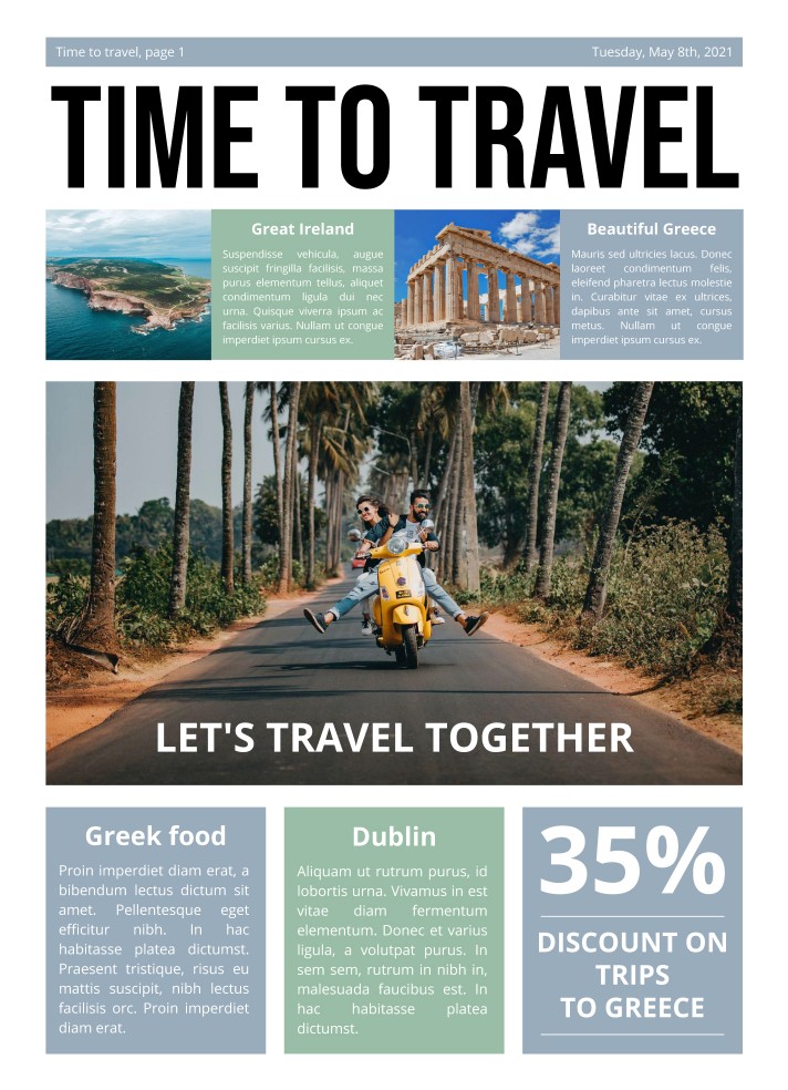 Travel Newspaper Free Google Docs Template