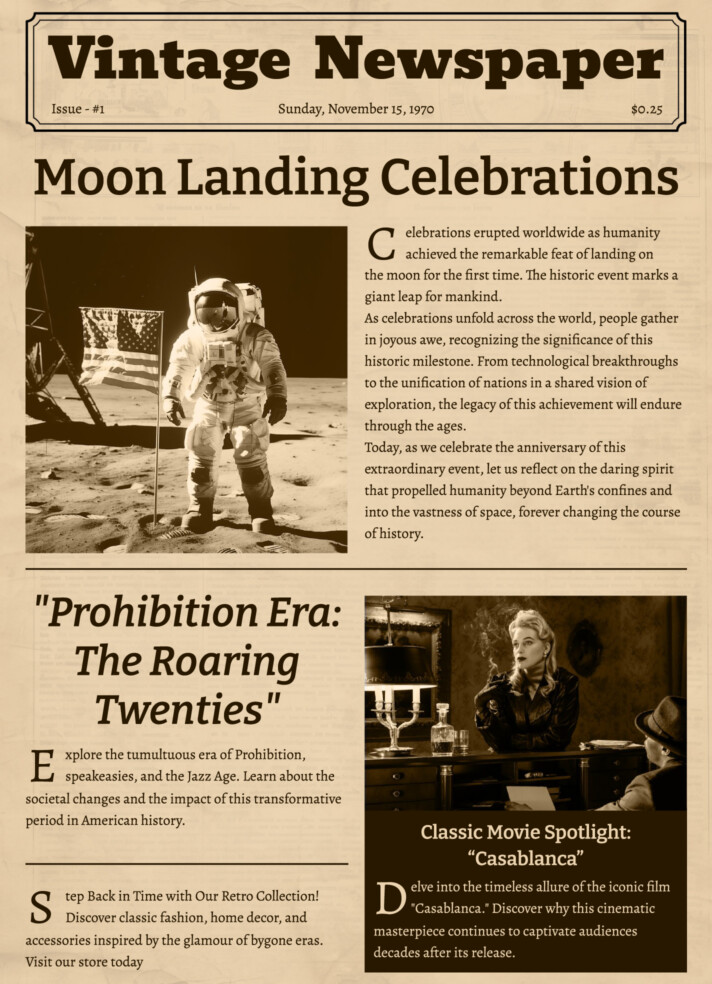 Vintage Newspaper Free Google Docs Template