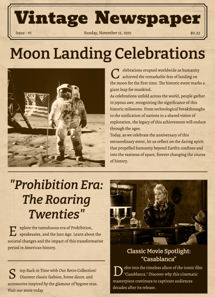 Vintage Newspaper Free Google Docs Template