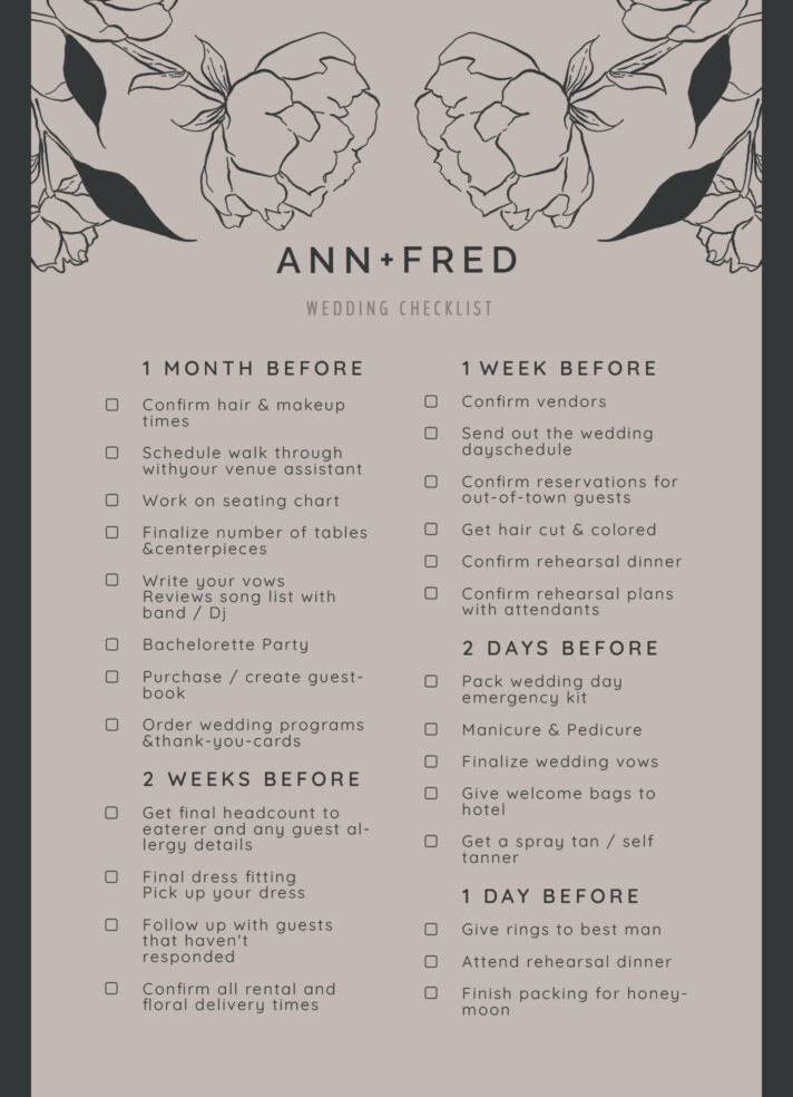 Vintage Wedding Checklist Free Google Docs Template