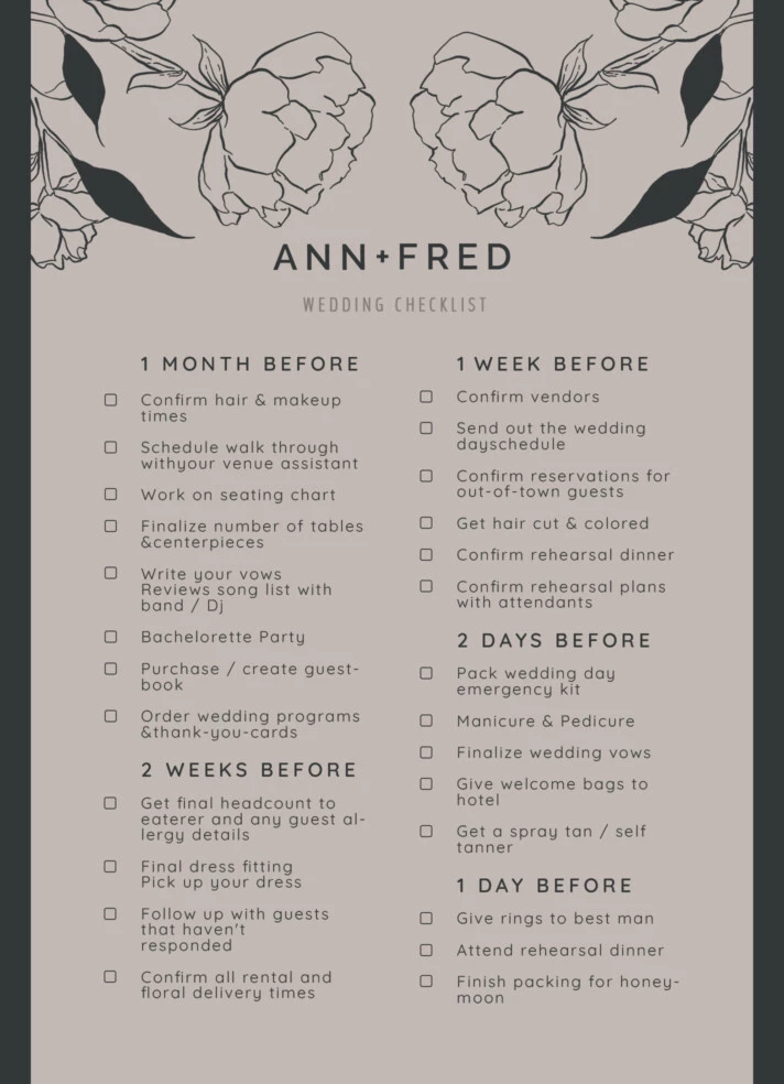 Vintage Wedding Checklist Free Google Docs Template
