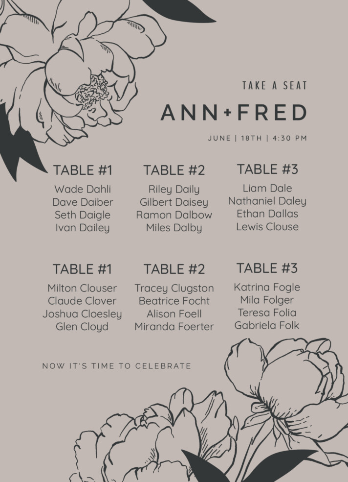 Vintage Wedding Seating Chart Free Google Docs Template
