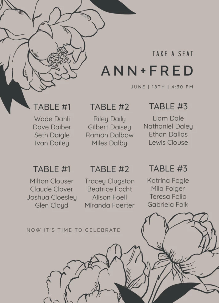 Vintage Wedding Seating Chart Free Google Docs Template