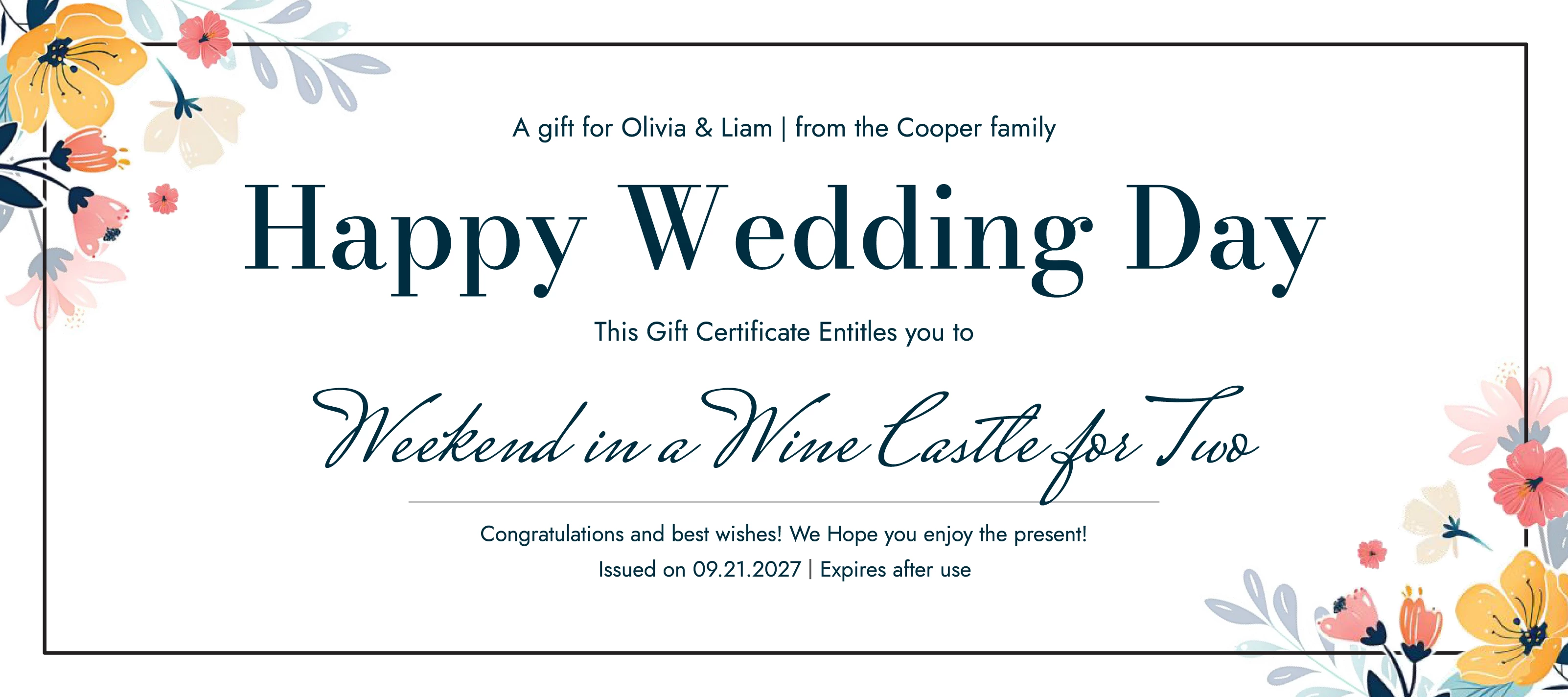 Wedding Gift Certificate Free Google Docs Template