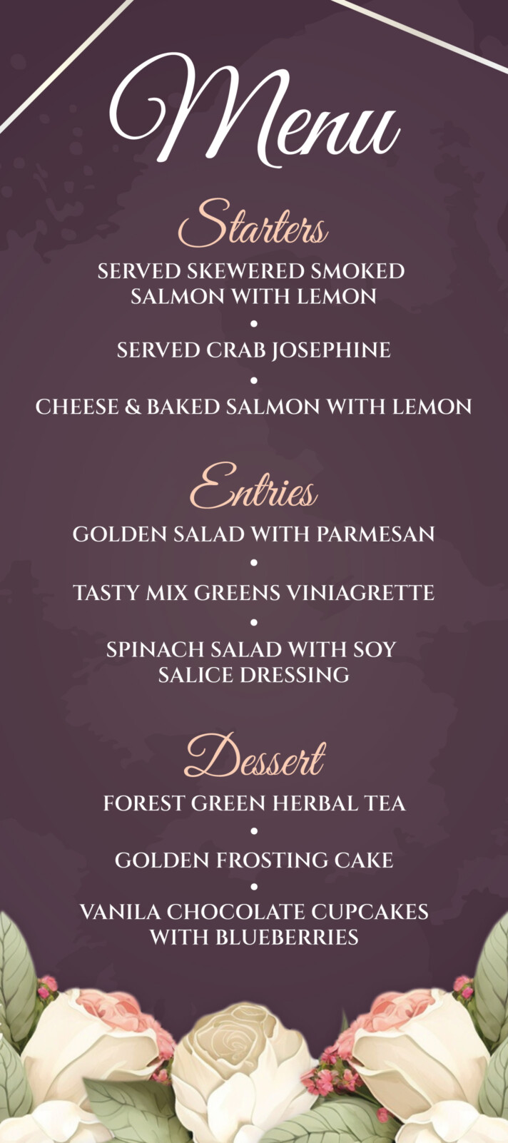 Elegant Wedding Menu Free Google Docs Template